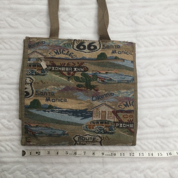 JADE ROUTE 66 Tapestry tote bag - zip compartments - Picture 4 of 8